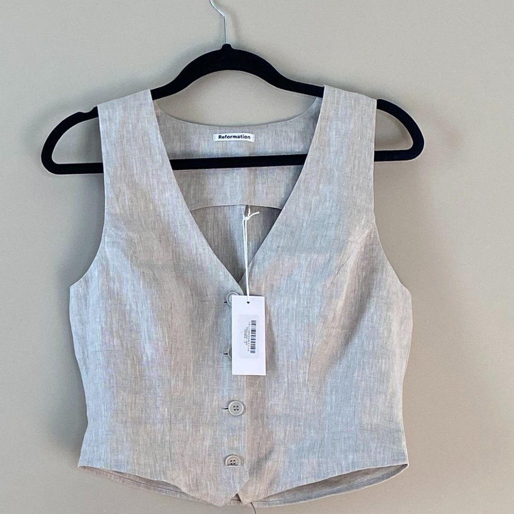 Reformation Devin Linen Vest NWT (Size 10)